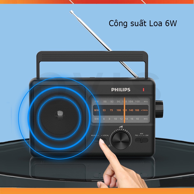 Philips TAR2368 / TAR3368 / TAR3568 - Đài Radio AM/FM/SW Cổ Điển Cỡ Lớn Dành Cho Người Già, Công Suất 6W