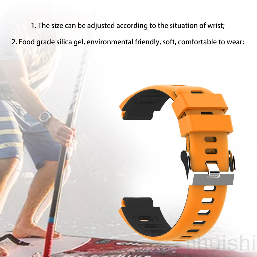 Dây Đeo Thay Thế Màu Đen Cam Cho Đồng Hồ Thông Minh Garmin Forerunner 220 / 230 / 235 / 620 / 630 / 735xt