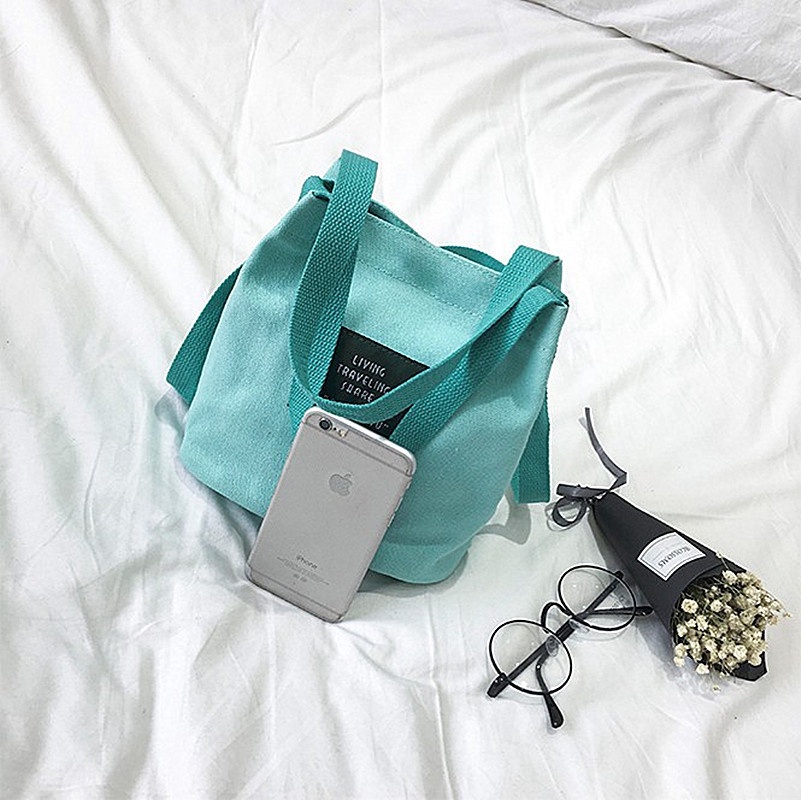 Túi Đựng Hộp Cơm Trưa Mini Vải Bố Có Dây Đeo Vai Có Thể Điều Chỉnh