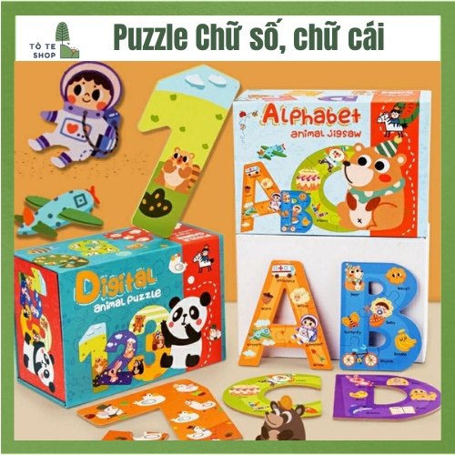 Puzzle chữ số và chữ cái tiếng Anh, Digital animal puzzle, Alphabet Animal Jigsaw,đồ chơi ghép hình chữ cái và số đếm