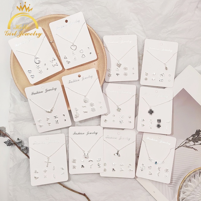 Bộ Trang Sức 4 Món Gồm Vòng cổ + Bông Tai Hàn Quốc Chống Nhìn Trộm + Quà Tặng Cho Bạn Gái