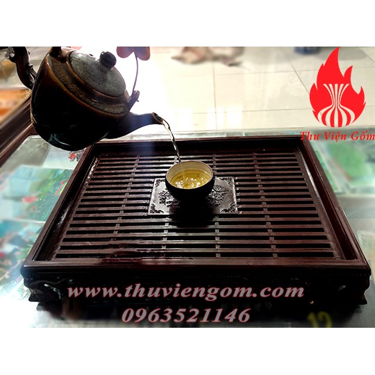 Khay Ấm Chén Nhựa Giả Gỗ, Khay Trà Vân Gỗ Loại 1