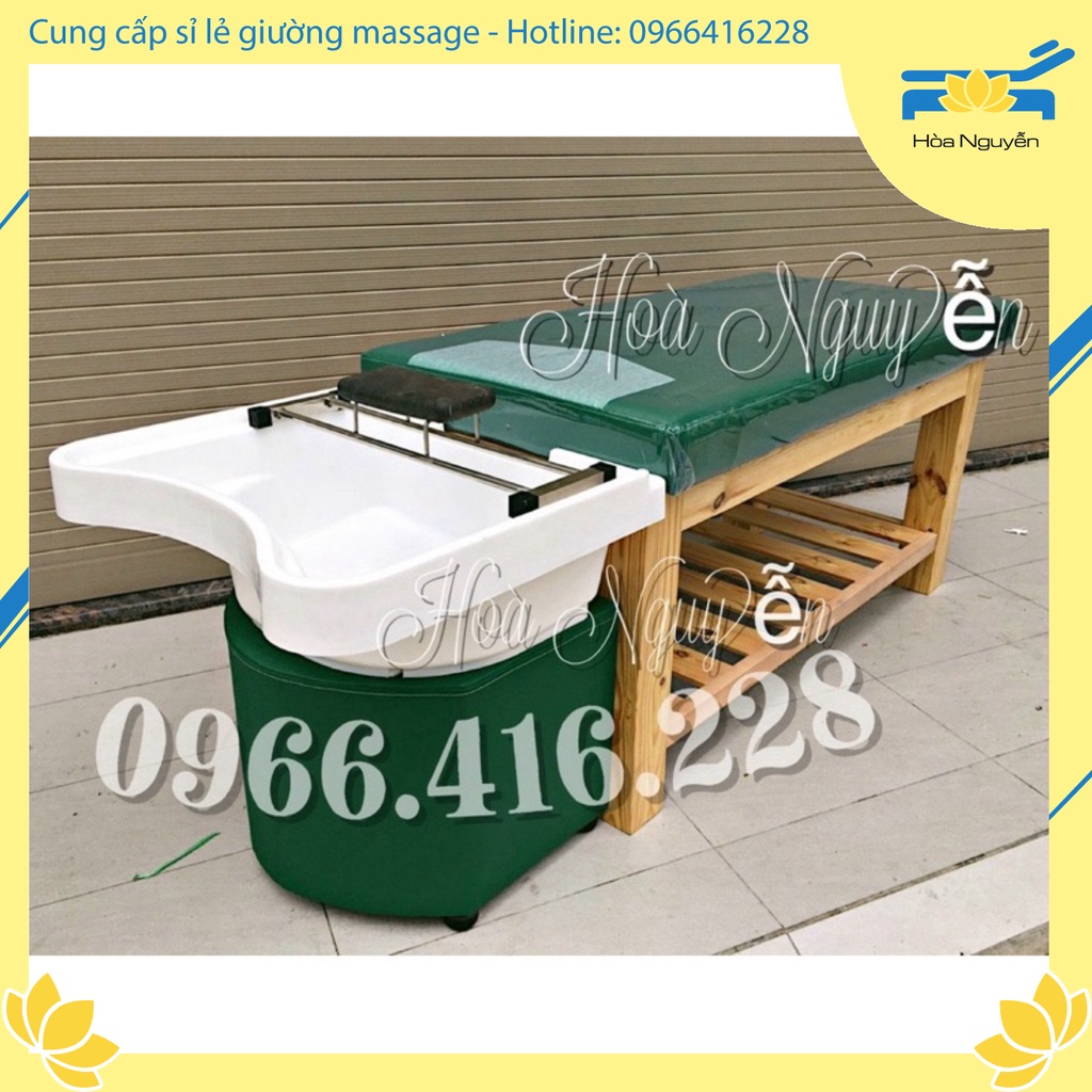 Giường gội đầu chất liệu gỗ thông