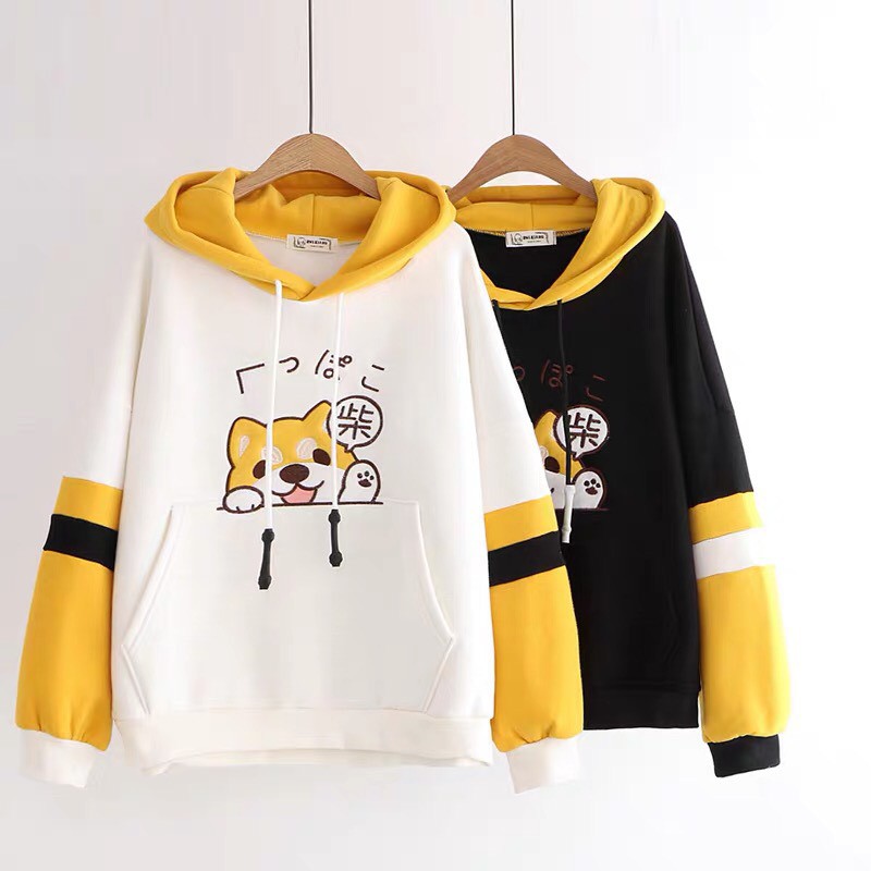 Áo Hoodie Nón Chui Trùm Đầu Nữ Chất Vải Nỉ Poly Cún Nón Có Tai WAH065NOTR