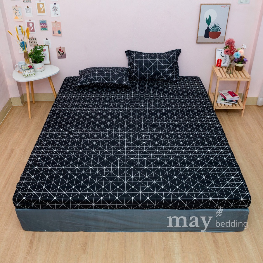 Bộ Drap Giường Bọc Nệm Kèm 2 Vỏ Áo Gối Poly Cotton