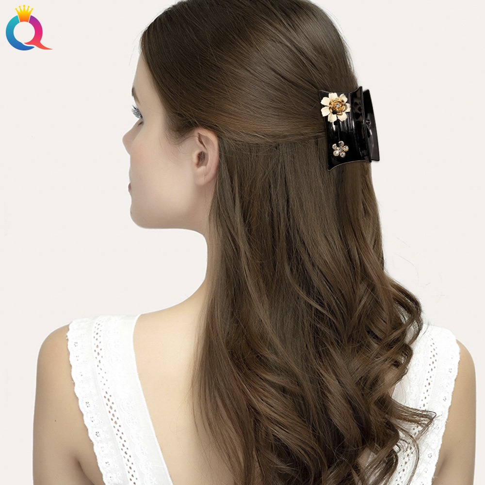 Kẹp tóc hình hoa đính đá phong cách Hàn Quốc thanh lịch cho nữ
