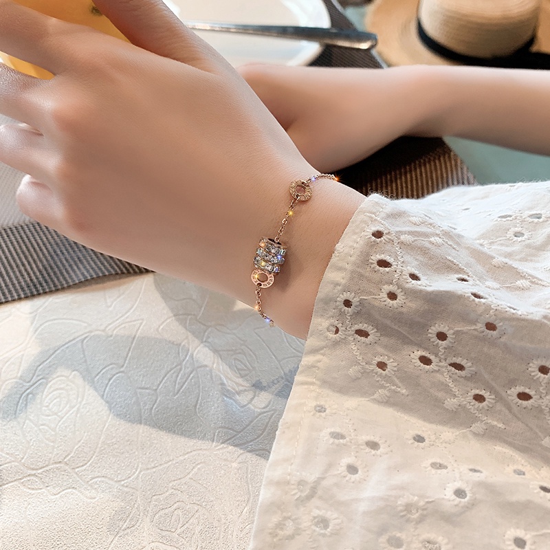 Vòng tay thép titan không phai màu mặt số La Mã thời trang cho nữ