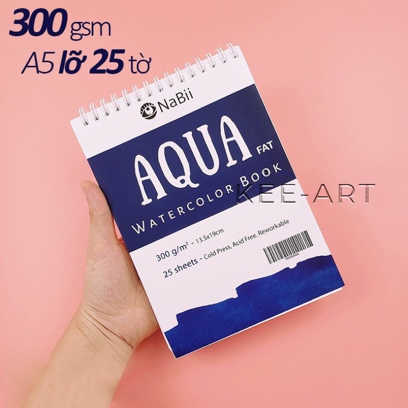 [Kee-art]Giấy Vẽ Màu Nước NaBii Aqua Fat 300gsm