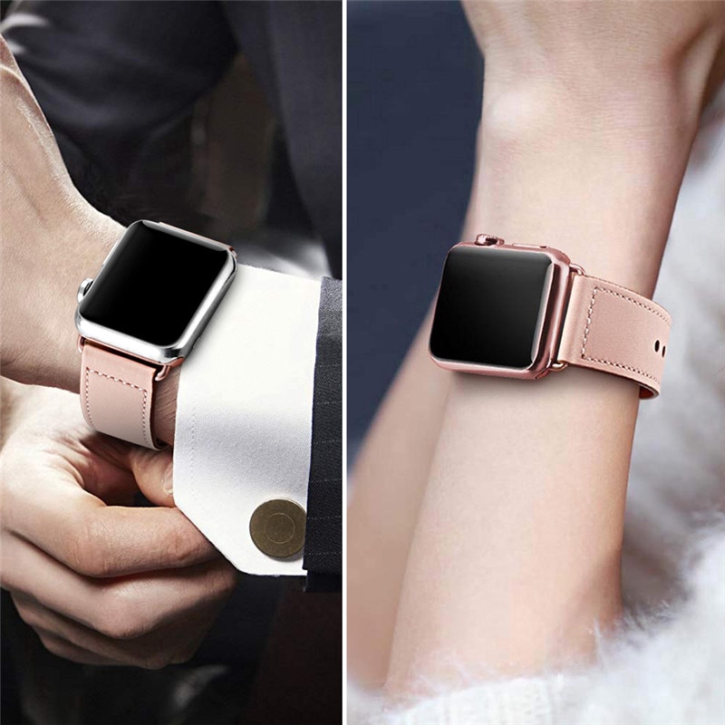 Dây đeo bằng da thật cho Apple Watch iWatch Series 5 4 3 2 1/38 40 42 44mm