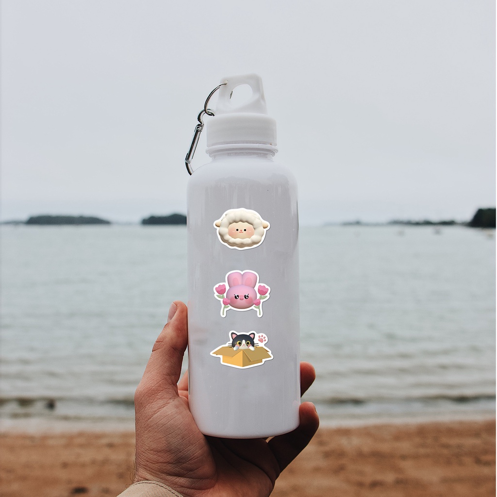 Bộ 52 Miếng Dán Hình Động Vật Hoạt Hình 3D Dễ Thương Trang Trí Tủ Lạnh/Laptop