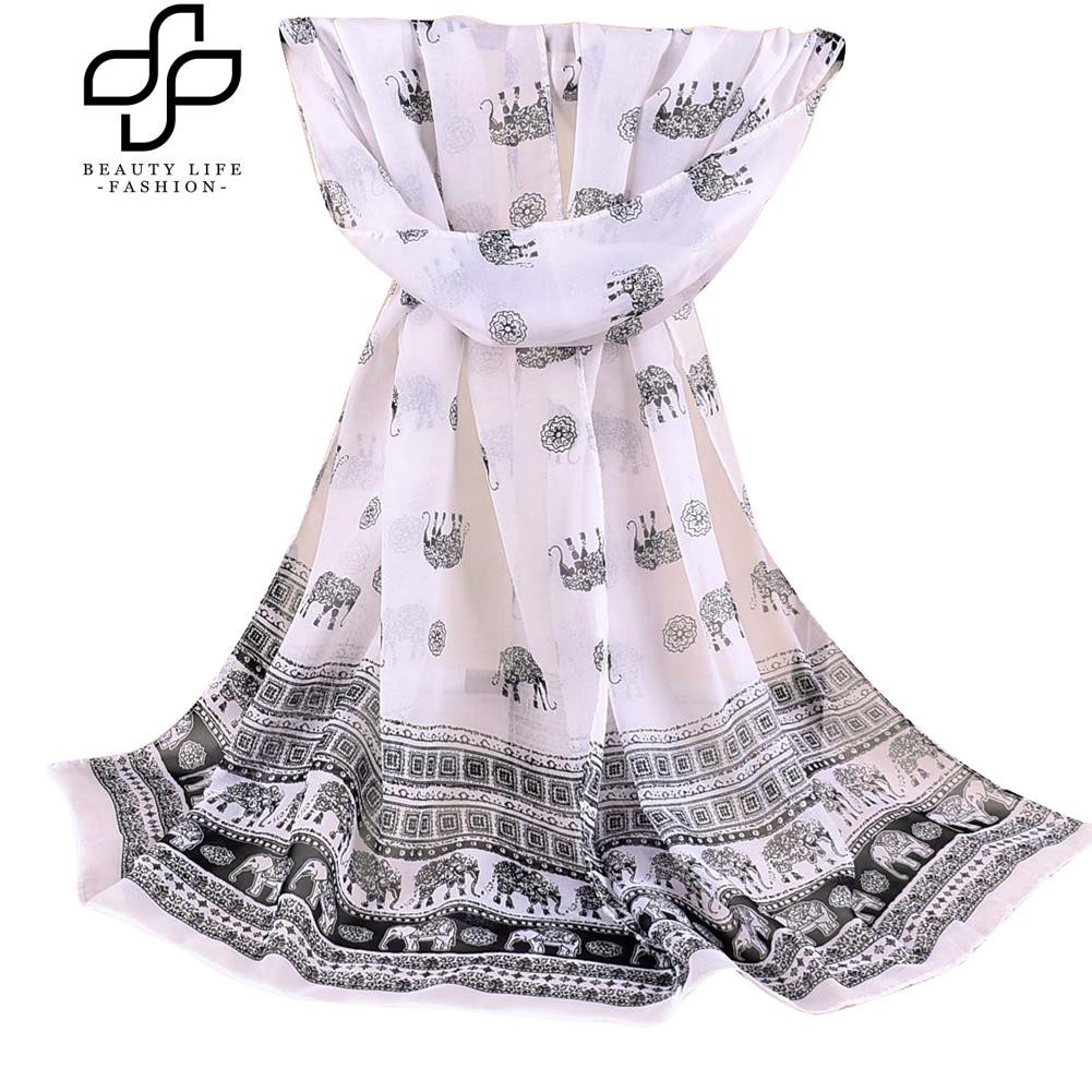 Khăn choàng cổ voan in hoạ tiết voi