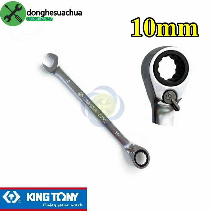 Cờ lê vòng miệng tự động 10mm Kingtony 373210M có khóa gạt