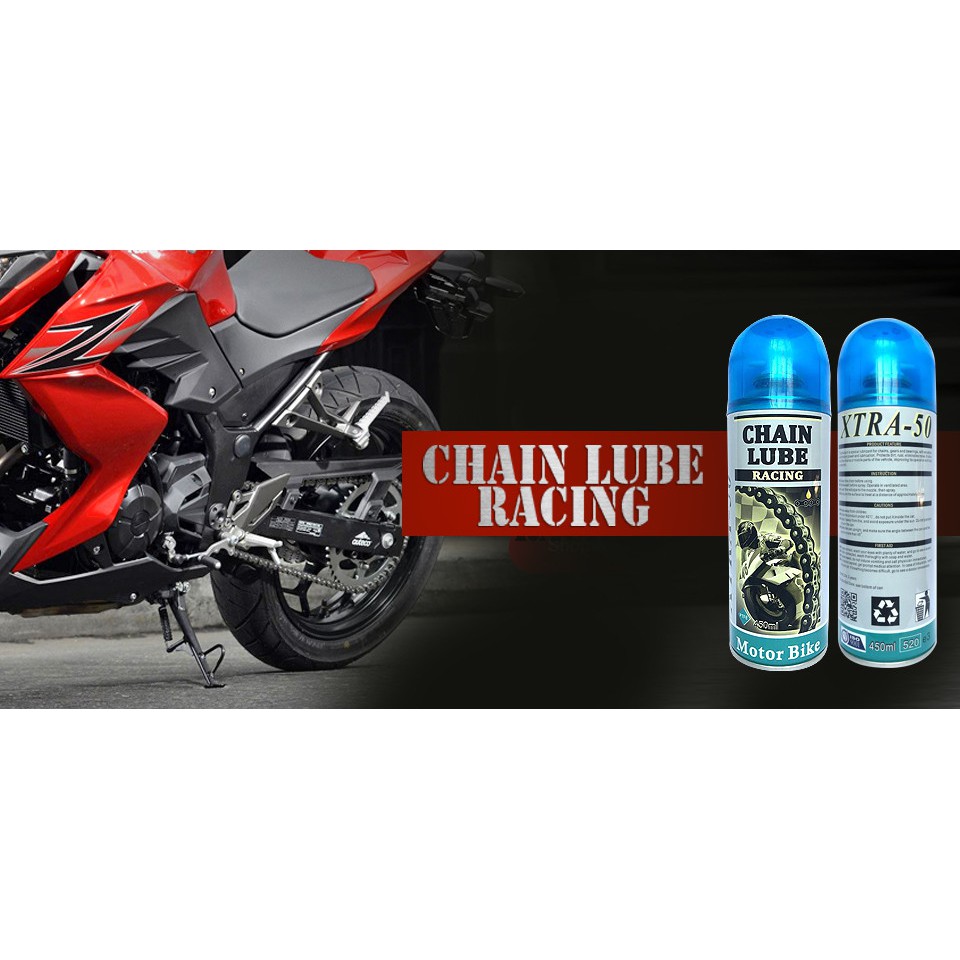 Combo Chai xịt bôi trơn, bảo dưỡng sên Chain Lube XTRA-50 và Bàn chải vệ sinh sên