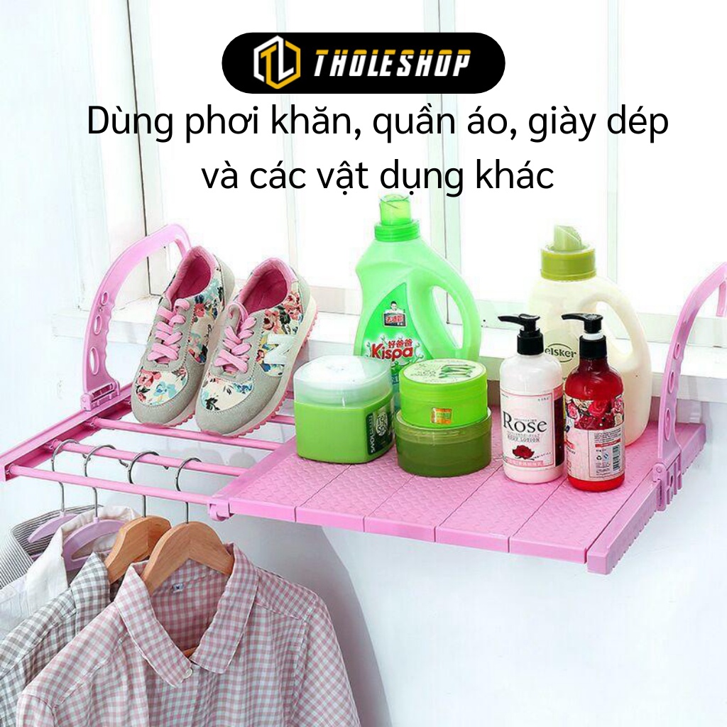 Giàn Phơi Đồ - Giá Phơi Quần Áo Treo Ban Công, Lan Can, Cửa Sổ Gấp Gọn Tiện Lợi 8281