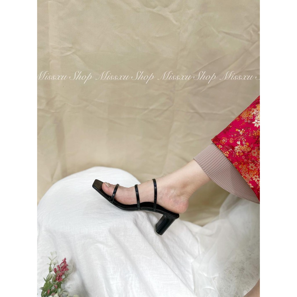 Giày guốc nữ 3 dây ngang gót trụ 5cm thời trang MYSS - SU80