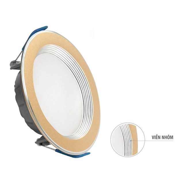 ĐÈN LED DOWNLIGHT VIỀN VÀNG NHÔM ELD2026 ROMAN   9W HÀNG VIỆT NAM CAO CẤP BẢO HÀNH 3 NĂM ĐỔI MỚI