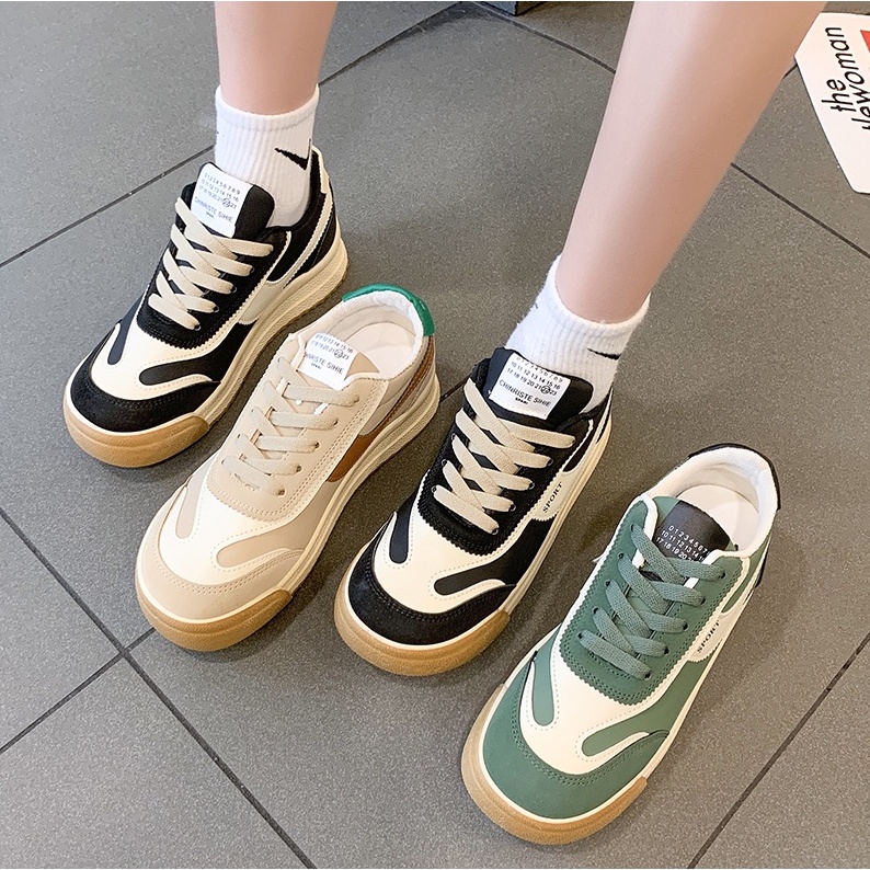 Giày Sneaker Cột Dây Bằng Vải canvas Nhiều Màu Sắc Thoáng Khí Thoải Mái Thời Trang Cho Nữ