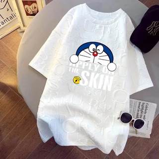 Áo thun dáng rộng tay ngắn in hình Doraemon phong cách Hàn Quốc thời trang hè