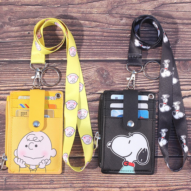 Bao đựng thẻ xe buýt hình Doraemon/ Kaws đáng yêu có dây đeo