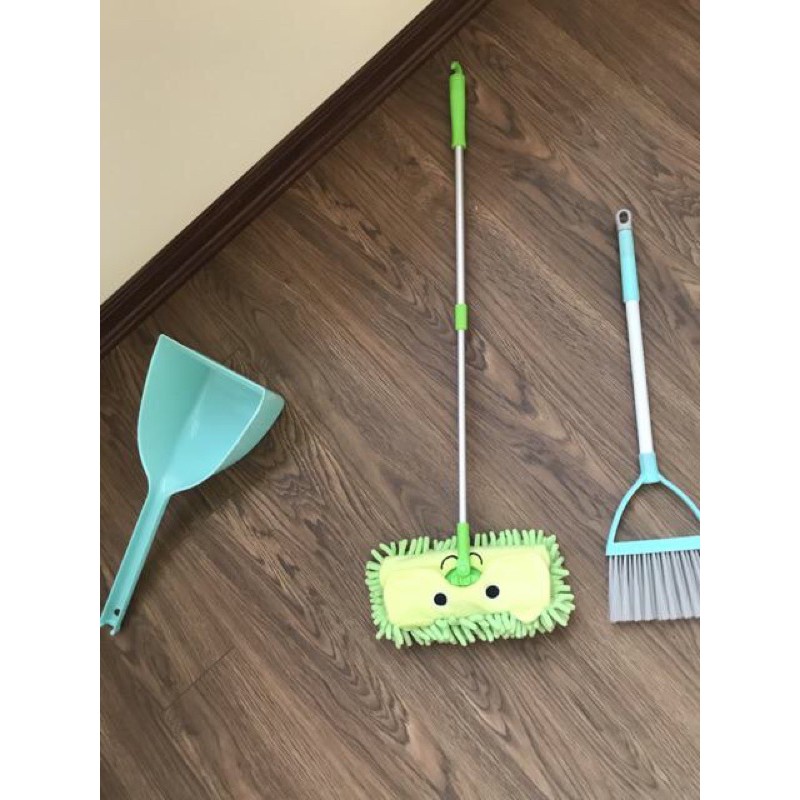 Bộ 3 món quét lau nhà cho bé Montessori thực hành cuộc sống, bộ chổi lau quét nhà Mini dạy trẻ kỹ năng làm việc nhà