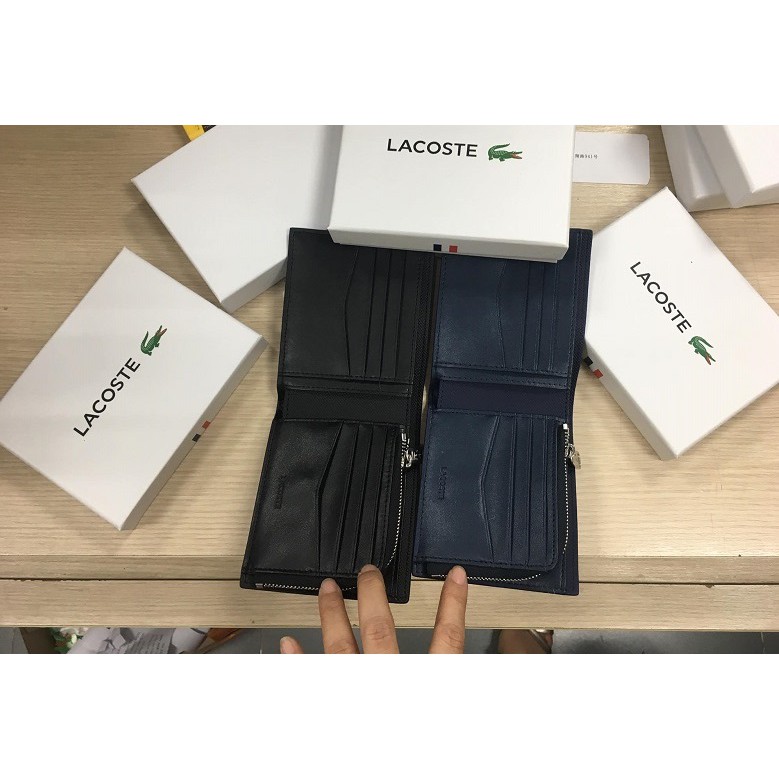 Ví LACOSTE MẪU MỚI NHẤT Full box, túi giấy la coste, ví nam, bóp nam