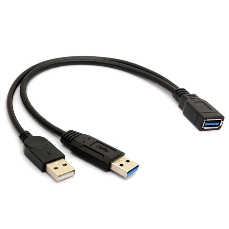 Dây cáp chia mở rộng dạng chữ Y lỗ cắm 0.3MUSB 3.0 sang đầu cắm USB đôi