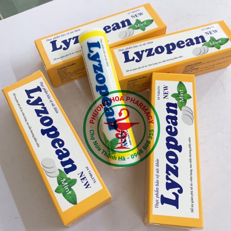 Viên ngậm ho rát họng Lyzopean hộp 1 tuýp 24 viên