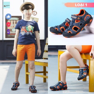 (SẴN- SHIP NGAY) Dép sandal bé trai  màu cam xanh đậm mới Mẫu 1