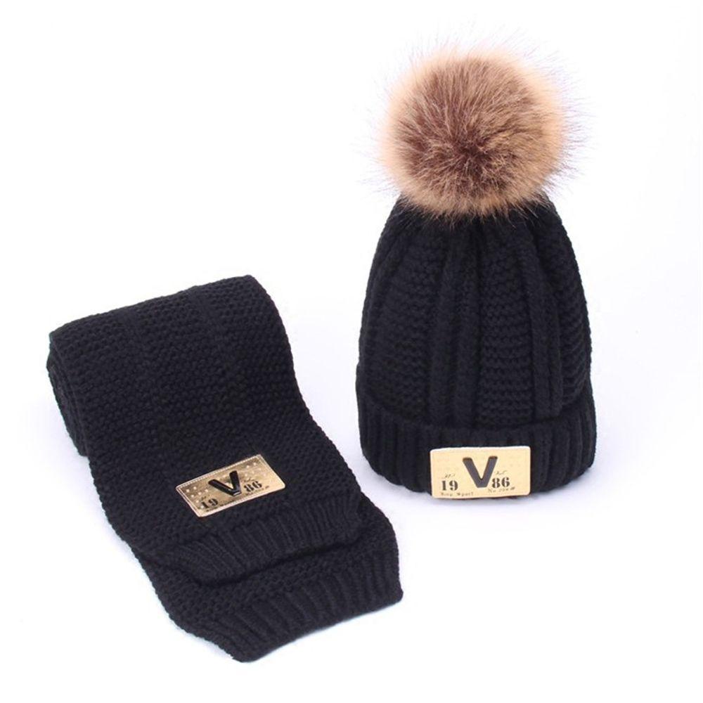 SUSANS Set Mũ Len Kèm Khăn Choàng Cổ Giữ Ấm Cho Bé