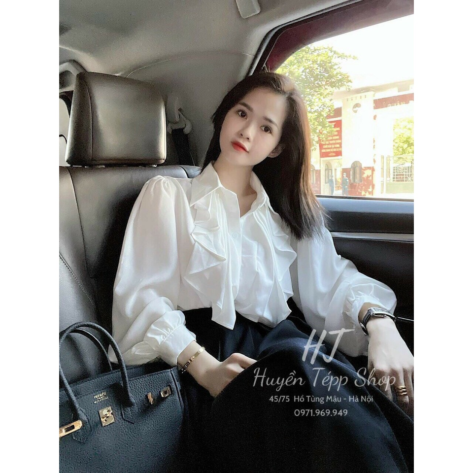 Áo sơ mi trắng chất lụa cổ bèo cực đẹp Kanimi | BigBuy360 - bigbuy360.vn