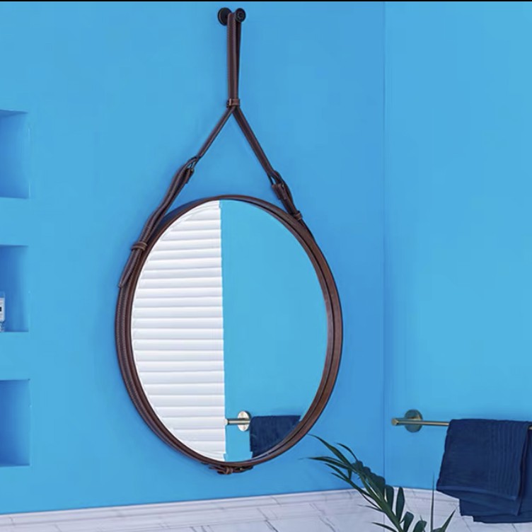 [FREESHIP] Gương Treo Tường Decor Hiện Đại - Gương Tròn D40 D50 Dây Da Simili Cao Cấp Nhiều Màu