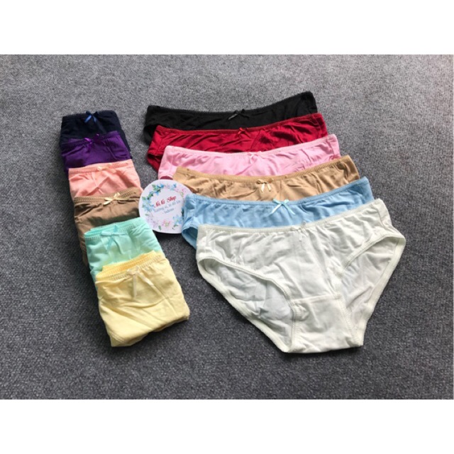 Combo 10 quần lót cotton trơn đánh bông