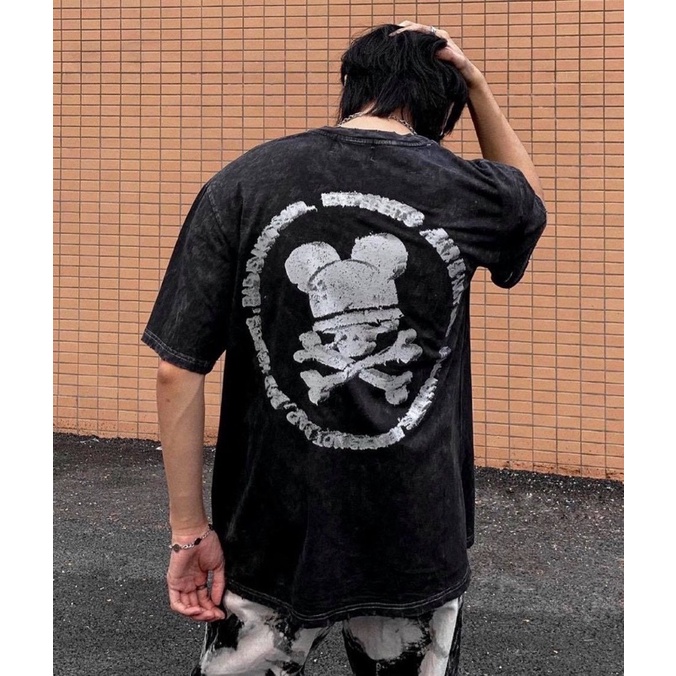 Áo thun tay lỡ Rebel wash xám / Nam nữ unisex ❤️ Áo phông cổ tròn form rộng Jaystoree