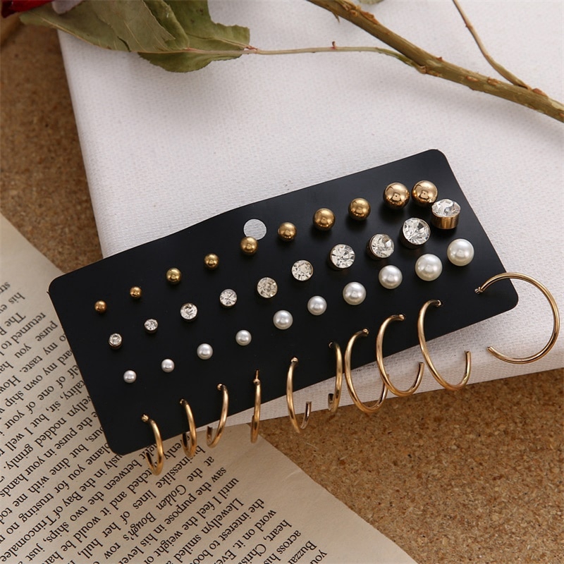 Set 6 Đôi Khuyên Tai Tròn Thời Trang Cho Nam Nữ