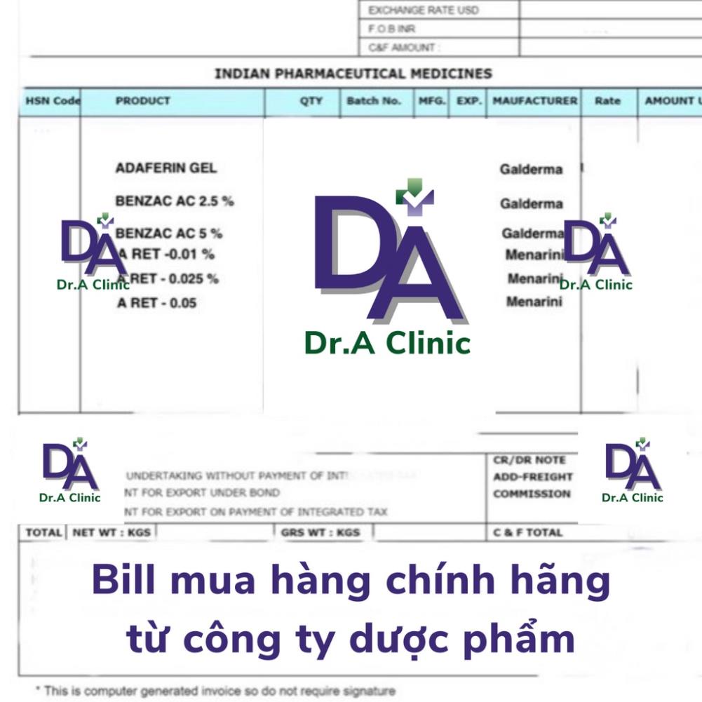 Adapalene Gel 0.1 Adaferin chống lão hóa giảm mụn ẩn mụn đầu đen