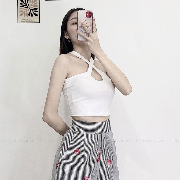 Áo croptop hai dây chéo ngực chất thun co giãn