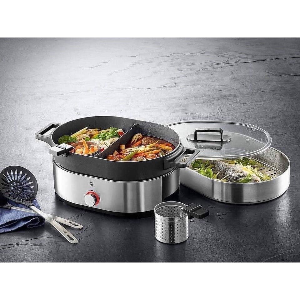 Nồi lẩu và hấp đa năng 2in1 WMF Lono Hot Pot &amp; Steamer tại gia [nhập Đức chính hãng]