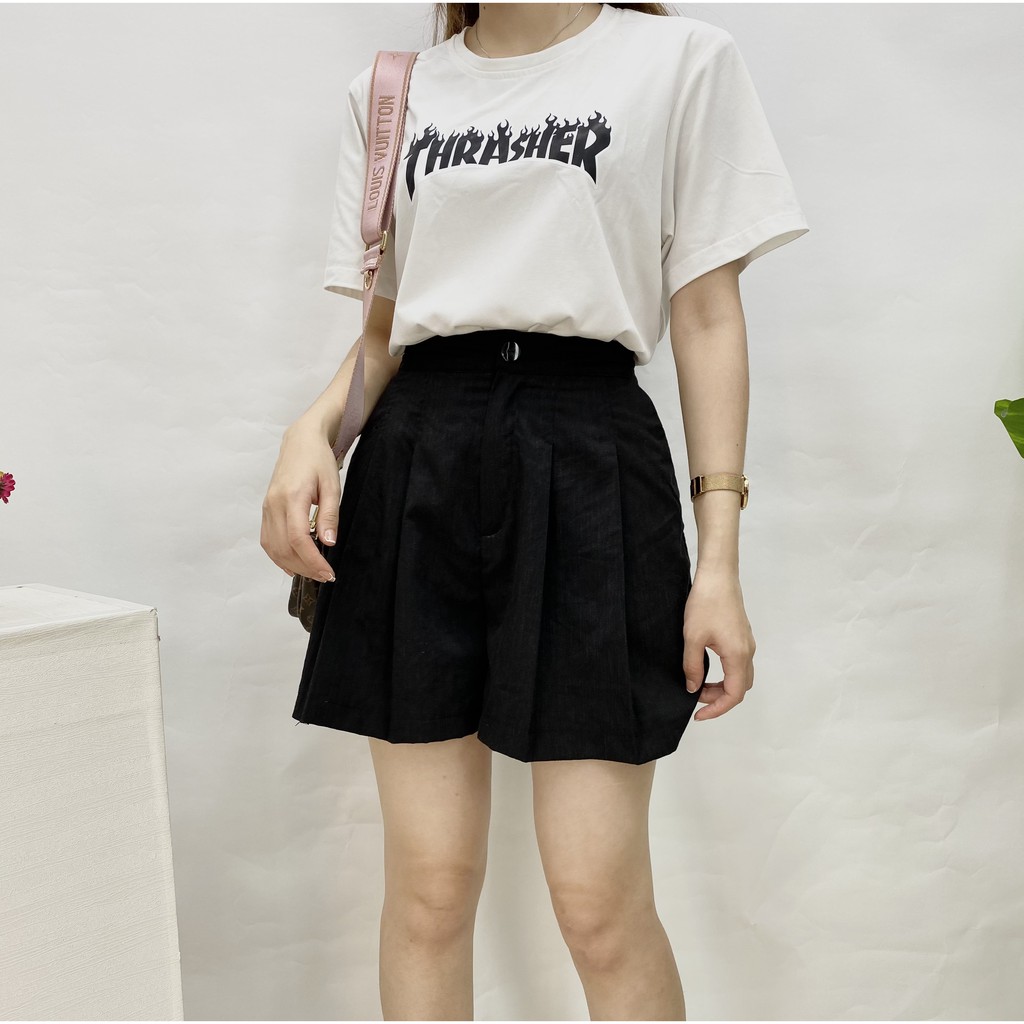 Quần short nữ đũi xếp ly cạp cao khóa giữa, quần Sooc đũi siêu mát 3 màu Hàng thiết kê Hachidesigns | BigBuy360 - bigbuy360.vn