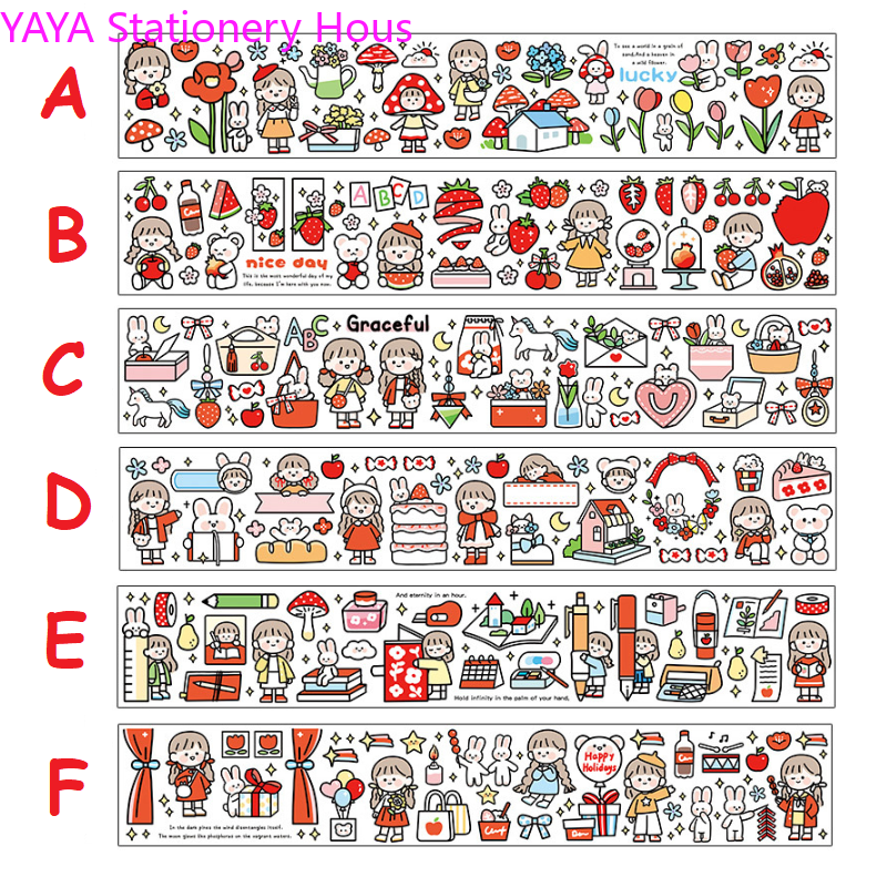Bộ 6 Sticker Dán Với Họa Tiết Hình Cô Gái Đáng Yêu Dùng Trang Trí