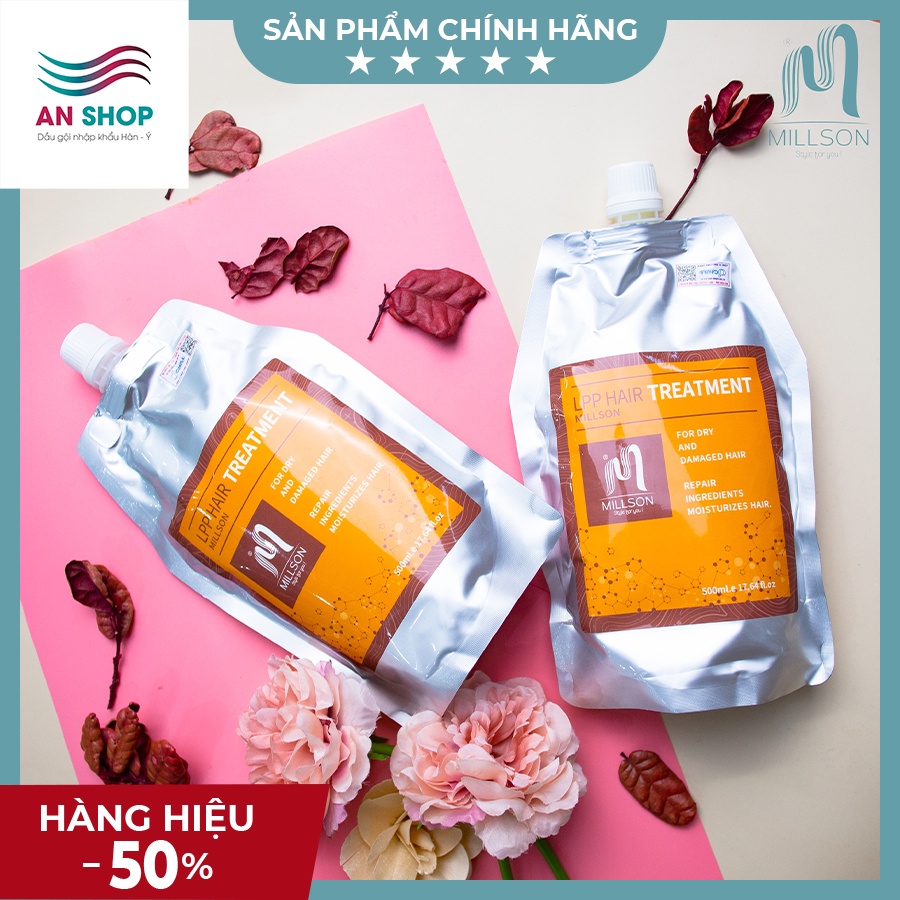 Kem ủ tóc hấp tóc collagen dưỡng mượt protein phục hồi hư tổn nặng chăm sóc khô xơ uốn nhuộm Millson lpp Treatment 500ml