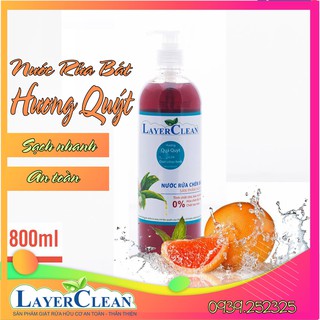 Nước rửa chén bát hữu cơ hương quýt sạch nhanh layer clean 800ml