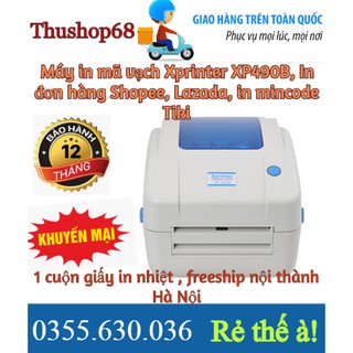 Máy in mã vạch Xprinter XP490B in đơn hàng, in tem mã vạch, in minicode