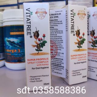 Xịt keo ong giảm đau họng vitatree 25ml ( hàng nhập khẩu chính hãng)