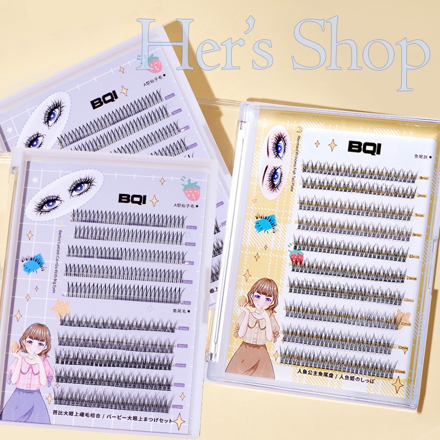 Hộp Lông Mi Giả Tách Sợi Kiểu Dáng Hot Trend Tặng Keo Dán Mi Tự Nối Tại Nhà - Mi Giả Chùm Dáng Chữ A Đuôi Cá Dễ Nối