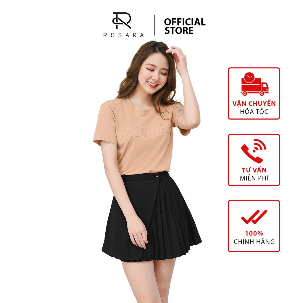 Chân váy thời trang nữ dáng xòe vạt xếp ly ROSARA SP96