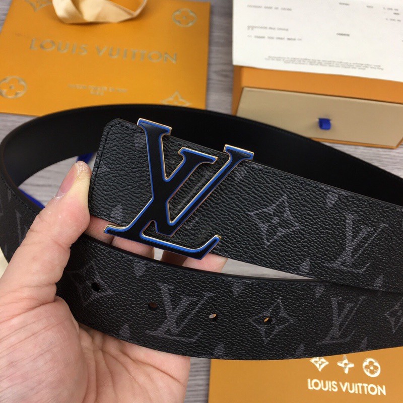 Thắt lưng da nam hai mặt dây to da in logo khoá thép chống phai màu louis vuitton LV