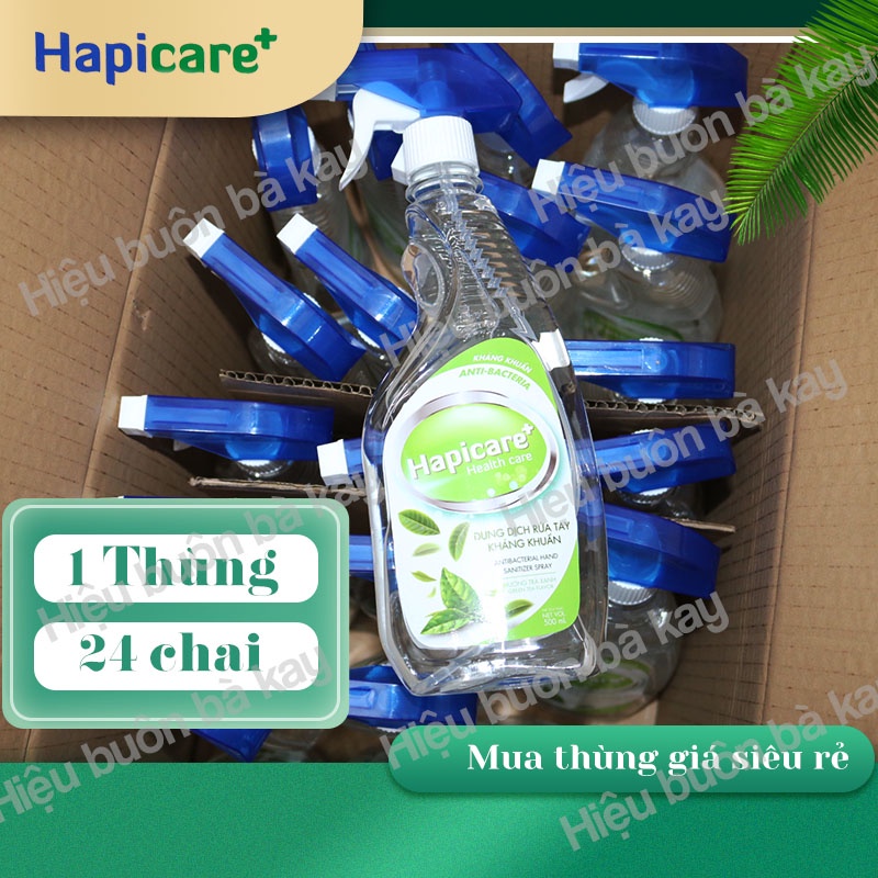 [1 Thùng] Chai nước xịt khuẩn HapiCare+ (500ml) rửa tay khô sát khuẩn