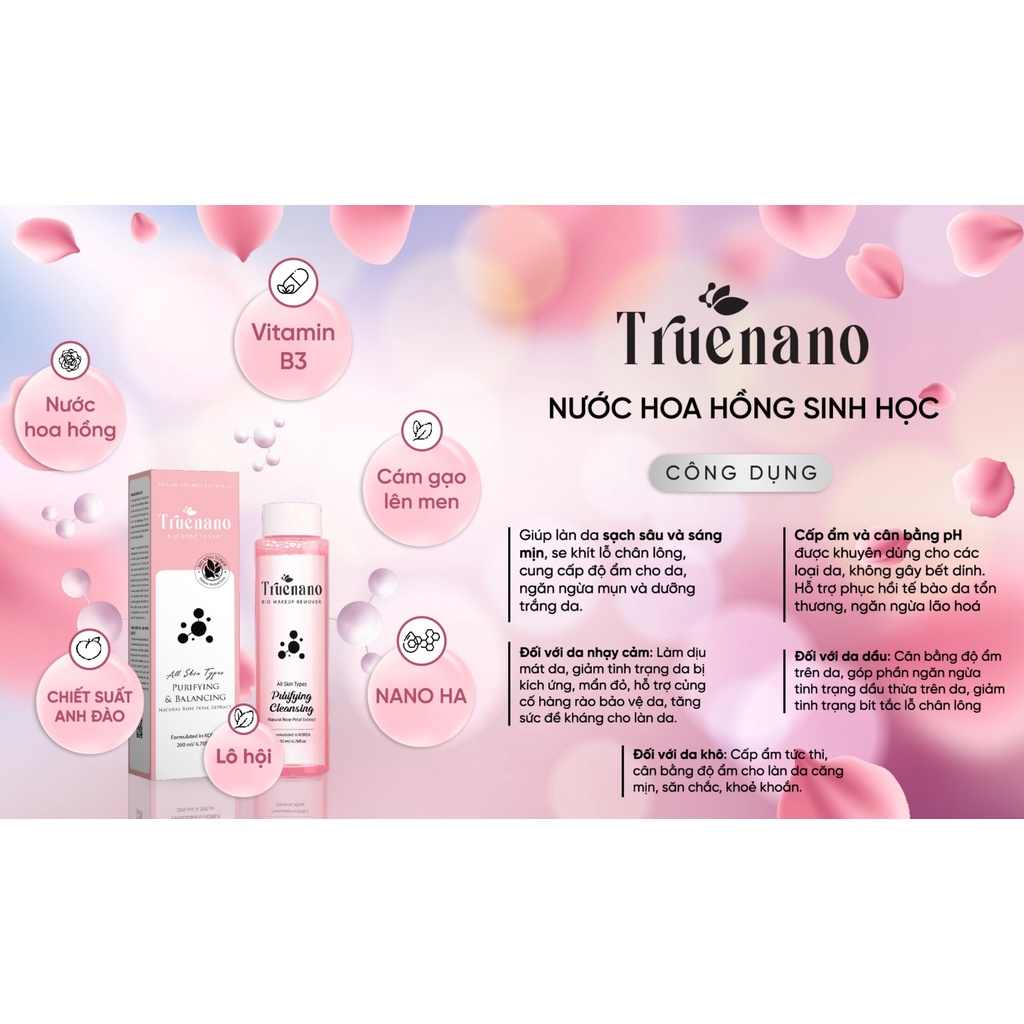 Nước Hoa Hồng  Truenano - Bio Makeup Remover 200ml