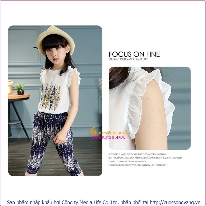 Bộ đồ bé gái voan mềm - Cotton họa tiết GLSET004 Cuocsongvang