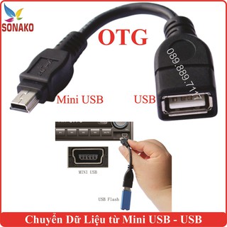 Cáp OTG Mini USB kết nối thiết bị ngoại vi